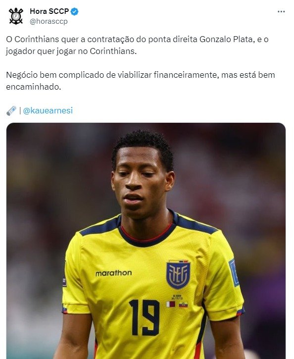 Corinthians tem interesse em Gonzalo Plata