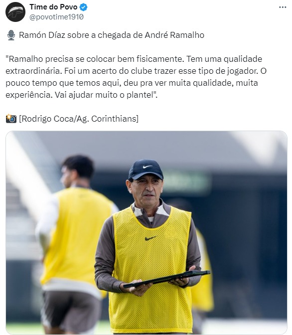 Ramón Díaz elogia a contratação de André Ramalho no Corinthians