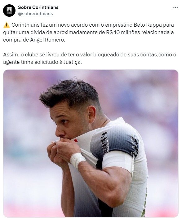 Corinthians tem novo acordo relacionado à divida de Ángel Romero