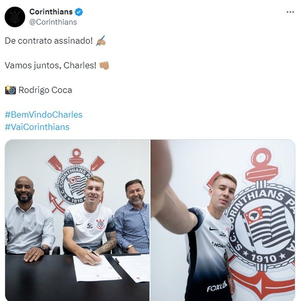 Charles é o novo jogador do Corinthians