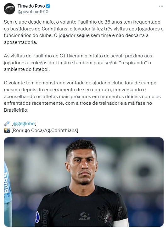 Paulinho faz visitas ao Corinthians