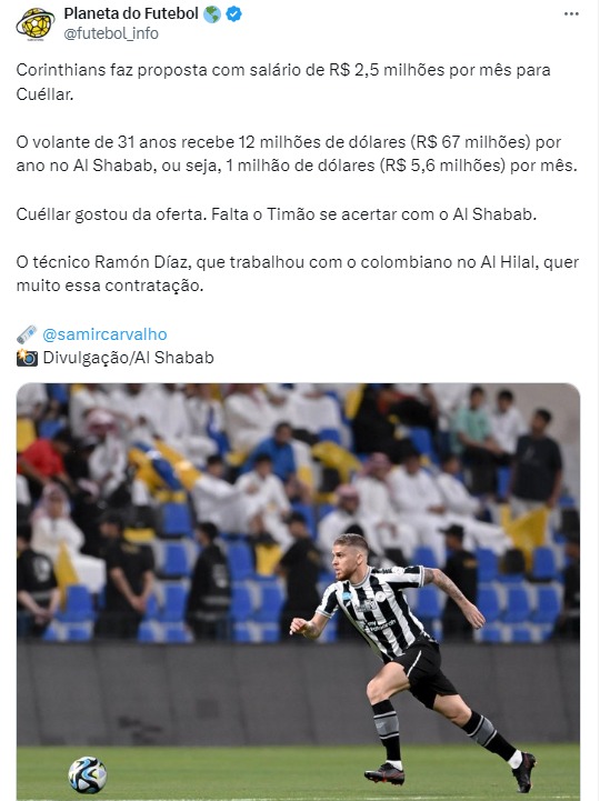 Corinthians faz proposta de salário a Gustavo Cúellar