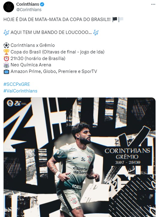 Corinthians enfrenta o Grêmio da Copa do Brasil